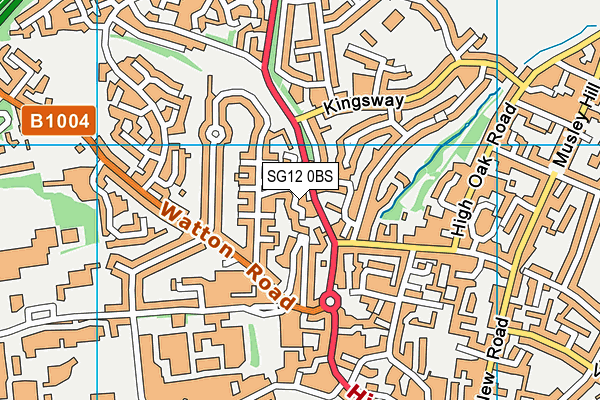 SG12 0BS map - OS VectorMap District (Ordnance Survey)