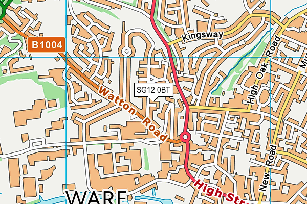 SG12 0BT map - OS VectorMap District (Ordnance Survey)