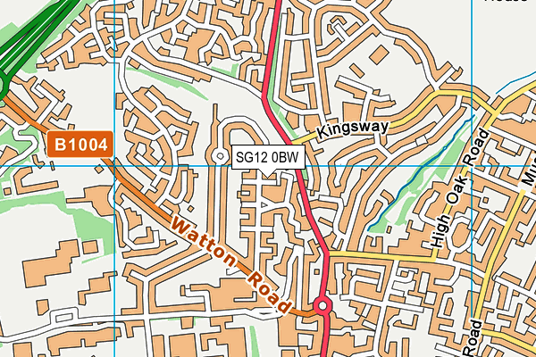 SG12 0BW map - OS VectorMap District (Ordnance Survey)