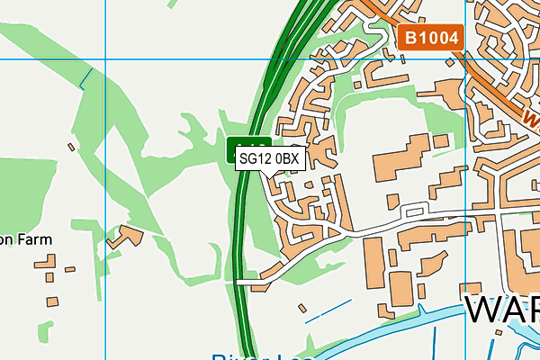 SG12 0BX map - OS VectorMap District (Ordnance Survey)