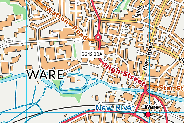 SG12 0DA map - OS VectorMap District (Ordnance Survey)