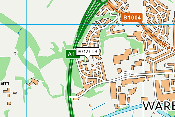 SG12 0DB map - OS VectorMap District (Ordnance Survey)