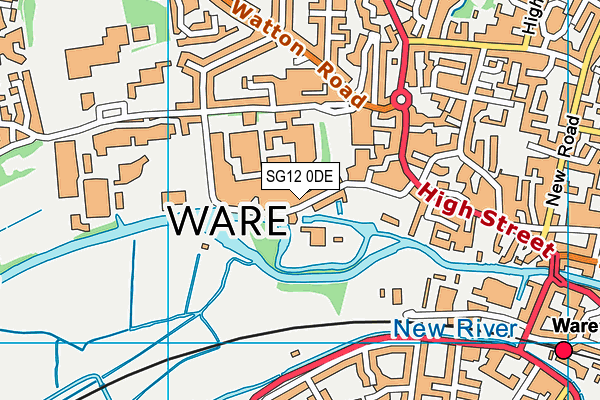Ware Priory Lido map (SG12 0DE) - OS VectorMap District (Ordnance Survey)