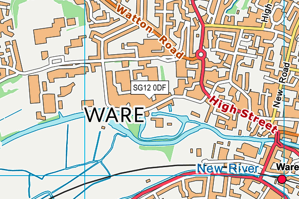 SG12 0DF map - OS VectorMap District (Ordnance Survey)