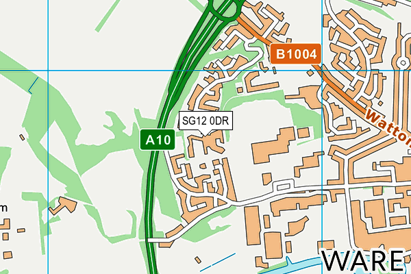 SG12 0DR map - OS VectorMap District (Ordnance Survey)