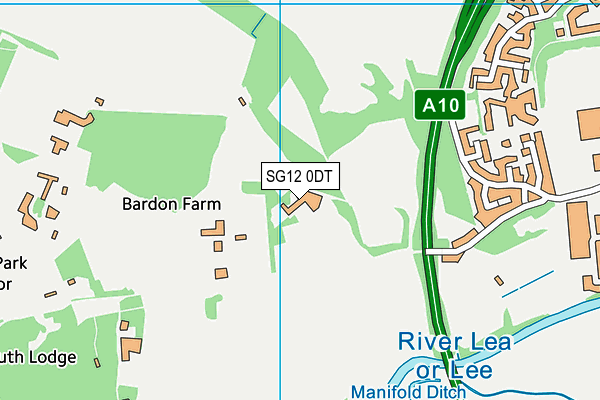 SG12 0DT map - OS VectorMap District (Ordnance Survey)