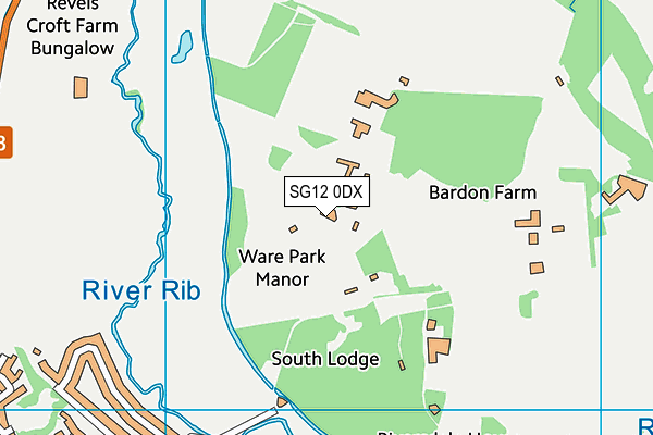 SG12 0DX map - OS VectorMap District (Ordnance Survey)