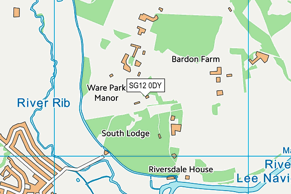 SG12 0DY map - OS VectorMap District (Ordnance Survey)