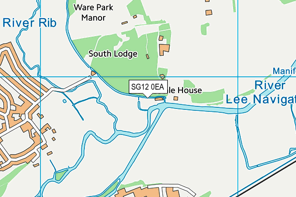 SG12 0EA map - OS VectorMap District (Ordnance Survey)