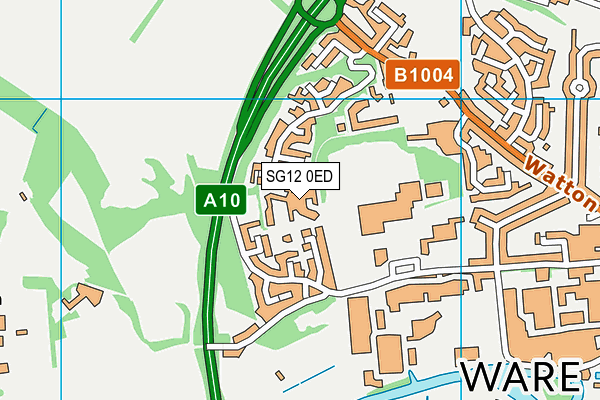 SG12 0ED map - OS VectorMap District (Ordnance Survey)