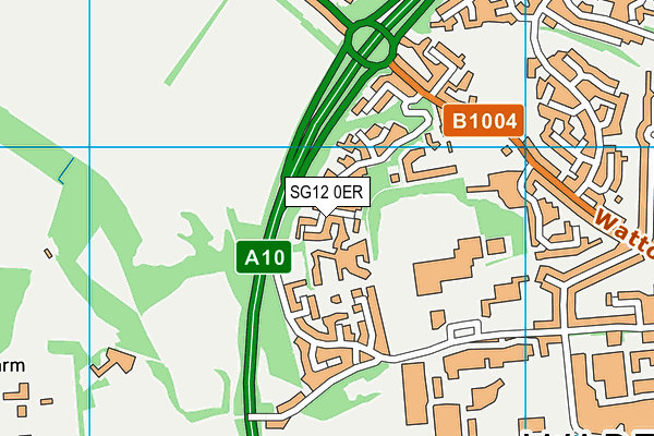 SG12 0ER map - OS VectorMap District (Ordnance Survey)