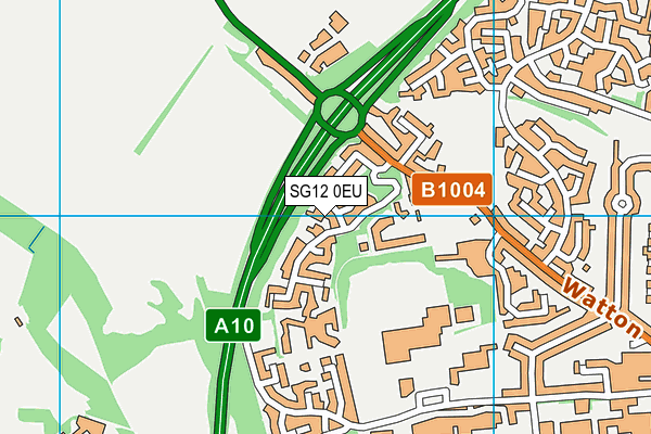 SG12 0EU map - OS VectorMap District (Ordnance Survey)