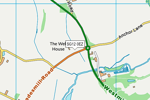 SG12 0EZ map - OS VectorMap District (Ordnance Survey)