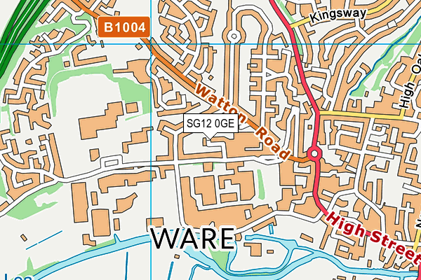 SG12 0GE map - OS VectorMap District (Ordnance Survey)