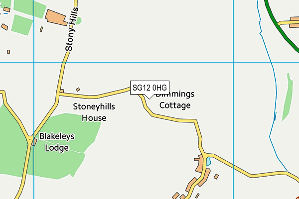 SG12 0HG map - OS VectorMap District (Ordnance Survey)