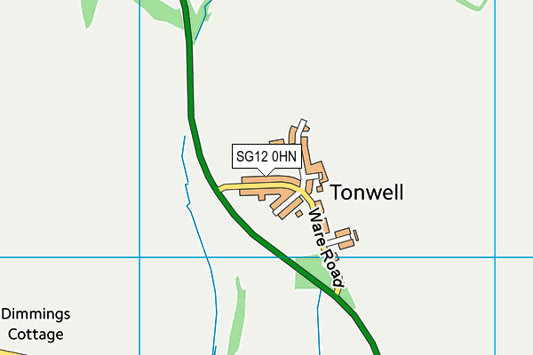 Tonwell Football Ground (Closed) map (SG12 0HN) - OS VectorMap District (Ordnance Survey)