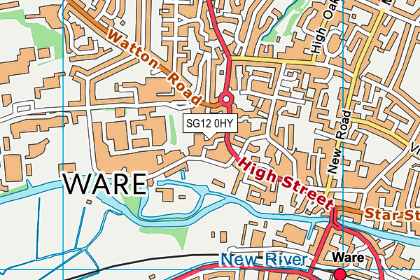 SG12 0HY map - OS VectorMap District (Ordnance Survey)