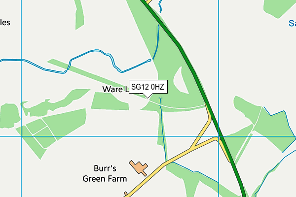 SG12 0HZ map - OS VectorMap District (Ordnance Survey)