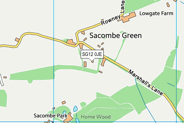 SG12 0JE map - OS VectorMap District (Ordnance Survey)