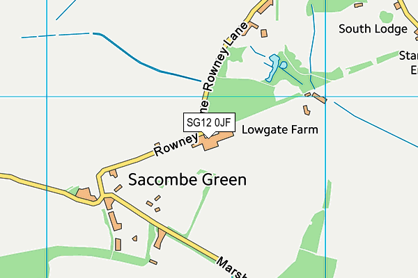 SG12 0JF map - OS VectorMap District (Ordnance Survey)