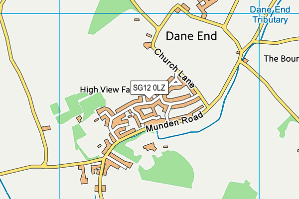 SG12 0LZ map - OS VectorMap District (Ordnance Survey)