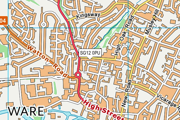 SG12 0PU map - OS VectorMap District (Ordnance Survey)