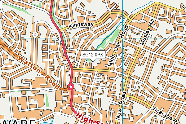 SG12 0PX map - OS VectorMap District (Ordnance Survey)