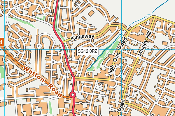 SG12 0PZ map - OS VectorMap District (Ordnance Survey)