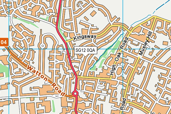 SG12 0QA map - OS VectorMap District (Ordnance Survey)