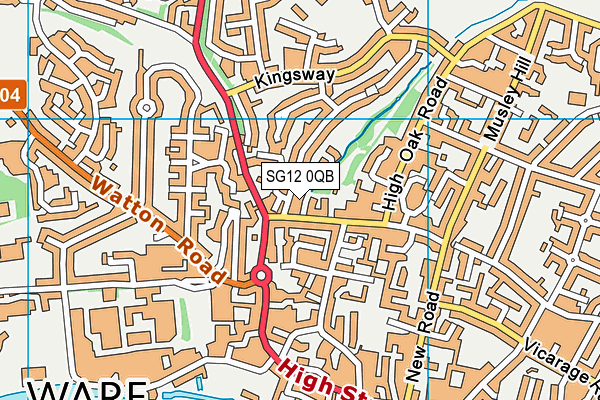 SG12 0QB map - OS VectorMap District (Ordnance Survey)