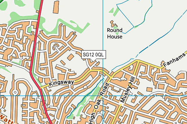 SG12 0QL map - OS VectorMap District (Ordnance Survey)