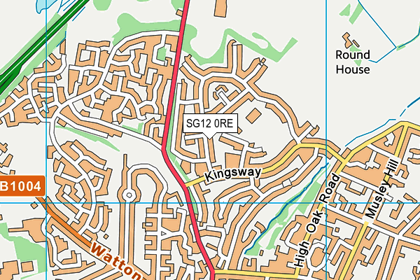 SG12 0RE map - OS VectorMap District (Ordnance Survey)