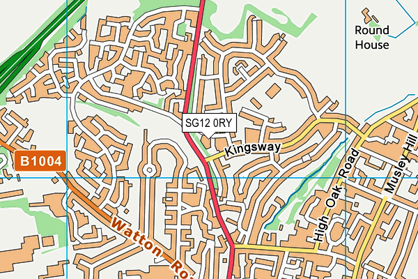 SG12 0RY map - OS VectorMap District (Ordnance Survey)