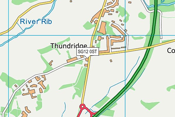 SG12 0ST map - OS VectorMap District (Ordnance Survey)