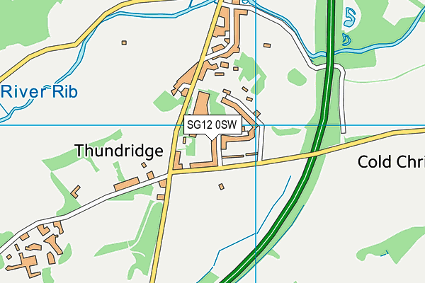 SG12 0SW map - OS VectorMap District (Ordnance Survey)