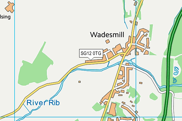 SG12 0TG map - OS VectorMap District (Ordnance Survey)