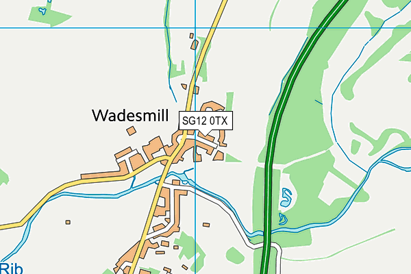 SG12 0TX map - OS VectorMap District (Ordnance Survey)