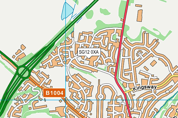 SG12 0XA map - OS VectorMap District (Ordnance Survey)