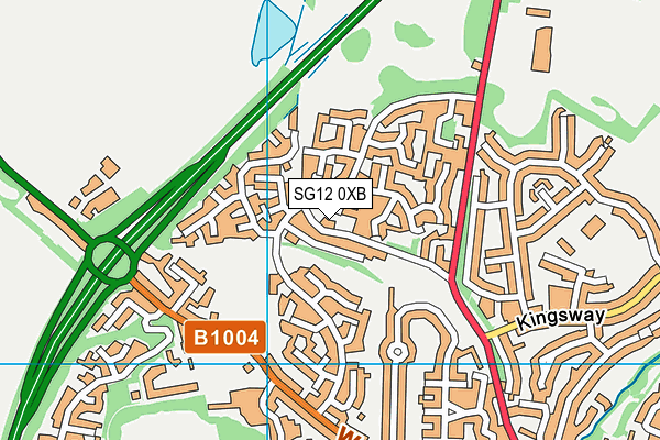 SG12 0XB map - OS VectorMap District (Ordnance Survey)