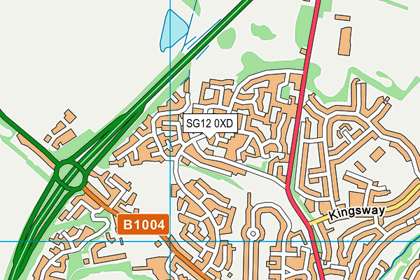 SG12 0XD map - OS VectorMap District (Ordnance Survey)