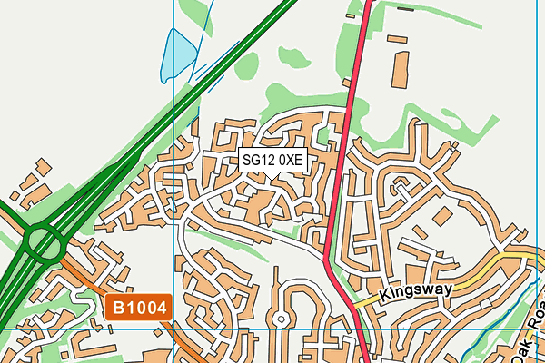 SG12 0XE map - OS VectorMap District (Ordnance Survey)