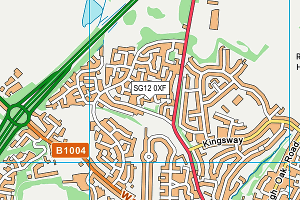 SG12 0XF map - OS VectorMap District (Ordnance Survey)