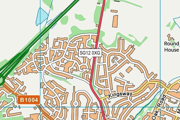 SG12 0XG map - OS VectorMap District (Ordnance Survey)