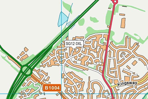 SG12 0XL map - OS VectorMap District (Ordnance Survey)