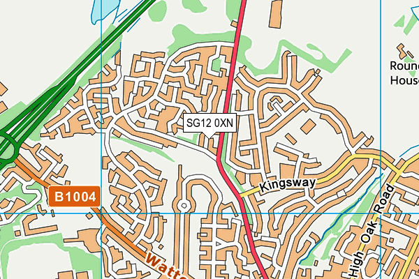 SG12 0XN map - OS VectorMap District (Ordnance Survey)