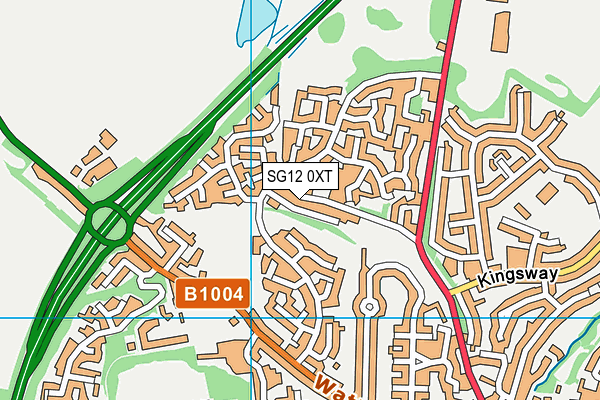 SG12 0XT map - OS VectorMap District (Ordnance Survey)