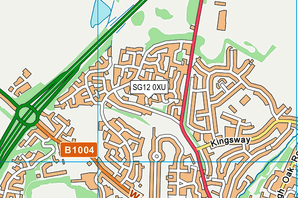 SG12 0XU map - OS VectorMap District (Ordnance Survey)