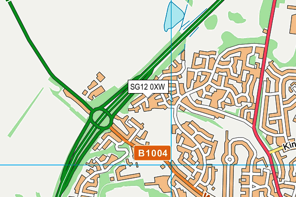 SG12 0XW map - OS VectorMap District (Ordnance Survey)