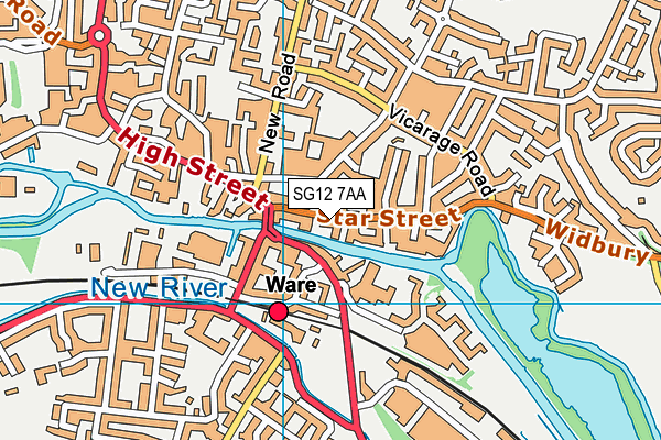 SG12 7AA map - OS VectorMap District (Ordnance Survey)