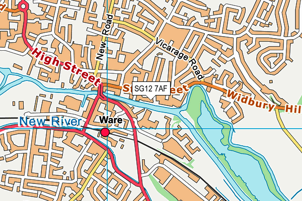 SG12 7AF map - OS VectorMap District (Ordnance Survey)